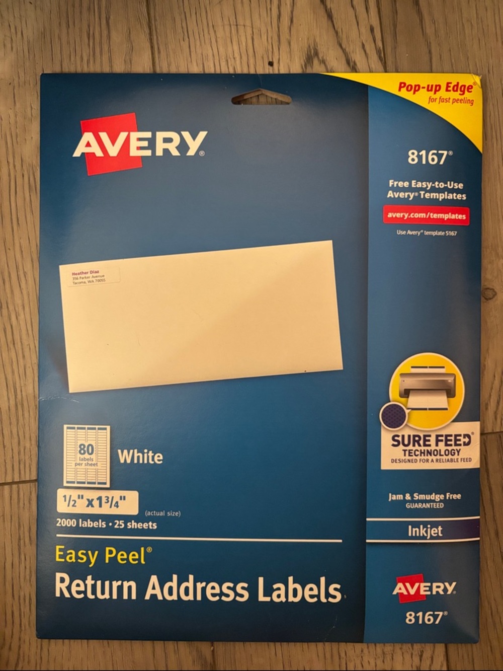 Avery White Return Address Labels - Blue Packaging (2000 labels/25 sheets)